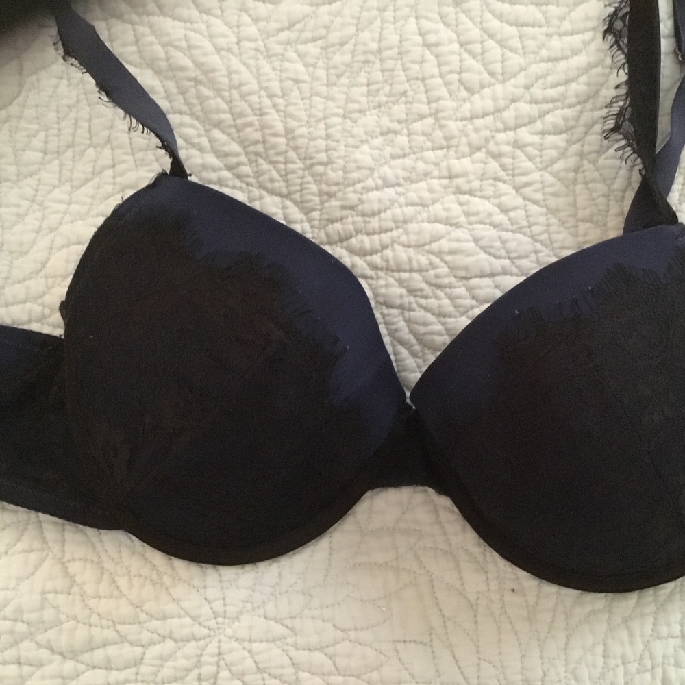 Navy with Black Lace Front Padded Bra!
